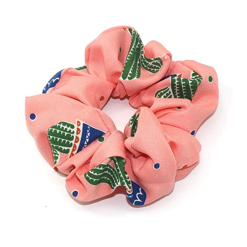 Fodattm 4PCS Elastic Hair Scrunchies Hair Bands Hair Ties Scrunchy Hair Rope Ponytail Holder for Women (Cactus pattern) - Image 4